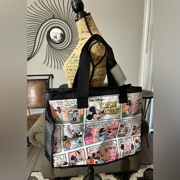 Disney Store Mickey Mouse Comic Strip Screen Art Oversize Tote Minnie Mouse NWT - Picture 5 of 10